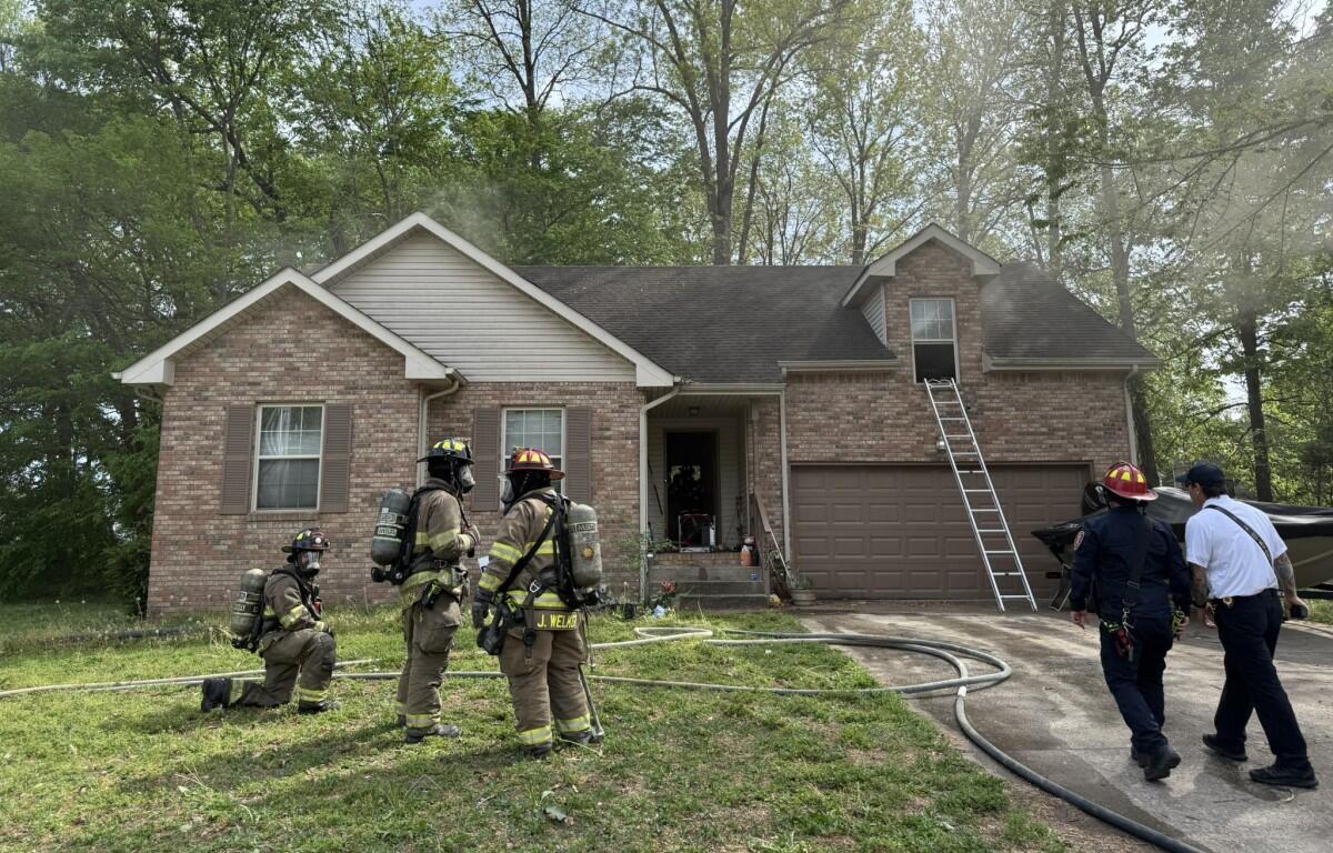 A house on Senseney Circle caught fire on April 15, 2026. (Clarksville Fire Rescue, contributed)