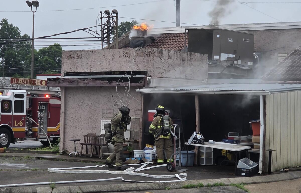 Clarksville Fire Rescue responds to a fire at MoMo Korean Restaurant on Fort Campbell Boulevard on May 22, 2026. (Brian Butorac Jr., contributed)