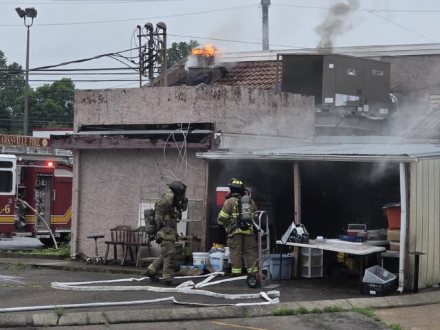 Clarksville Fire Rescue responds to a fire at MoMo Korean Restaurant on Fort Campbell Boulevard on May 22, 2026. (Brian Butorac Jr., contributed)