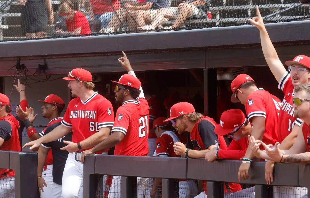 Austin Peay State University's baseball team clinched a berth in the 2026 Atlantic Sun Conference Baseball Championship after defeating Eastern Kentucky 15-2 in its final home game of 2026, Sunday, May 10, 2026, at Joe Maynard Field in Raymond C. Hand Park. (Robert Smith, APSU Athletics)