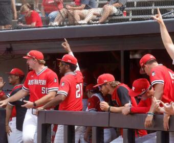 Austin Peay State University's baseball team clinched a berth in the 2026 Atlantic Sun Conference Baseball Championship after defeating Eastern Kentucky 15-2 in its final home game of 2026, Sunday, May 10, 2026, at Joe Maynard Field in Raymond C. Hand Park. (Robert Smith, APSU Athletics)