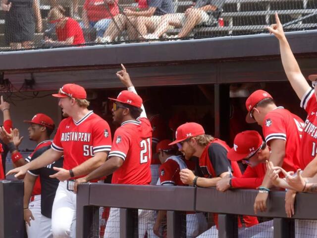 Austin Peay State University's baseball team clinched a berth in the 2026 Atlantic Sun Conference Baseball Championship after defeating Eastern Kentucky 15-2 in its final home game of 2026, Sunday, May 10, 2026, at Joe Maynard Field in Raymond C. Hand Park. (Robert Smith, APSU Athletics)