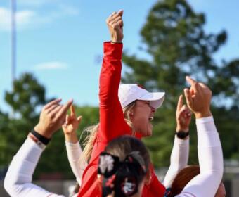 Austin Peay's softball team earned an 8-0, six-inning win against Eastern Kentucky in the second game of a Friday doubleheader at Cathi Maynard Park on May 1, 2026, in Clarksville, Tennessee. (Alex Allard, APSU Athletics.)