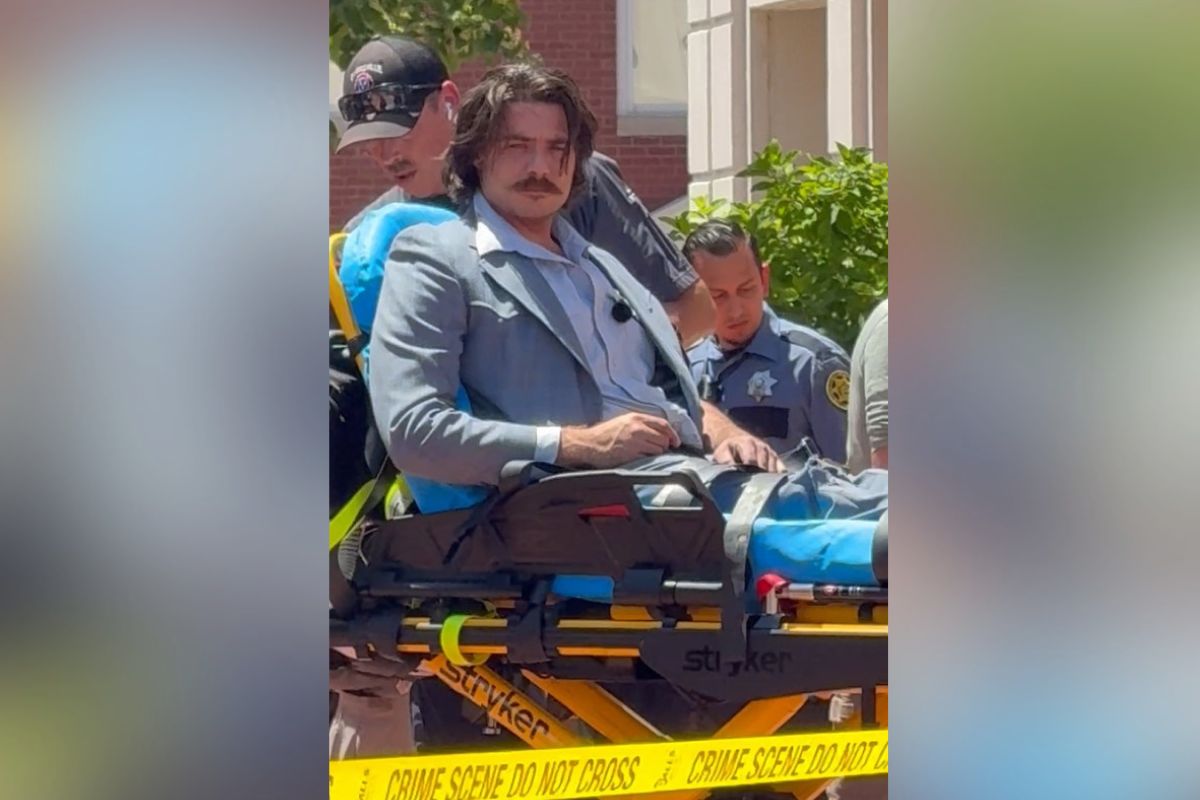 Dalton Eatherly, aka “Chud the Builder,” after shots were fired outside Montgomery County Courthouse on May 13, 2026. (Anonymous, Contributed)