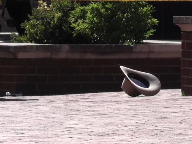 The suspect's hat following the shooting outside the Montgomery County Courthouse on May 13, 2026. (Enrique Hernandez, Dash 10 Media)