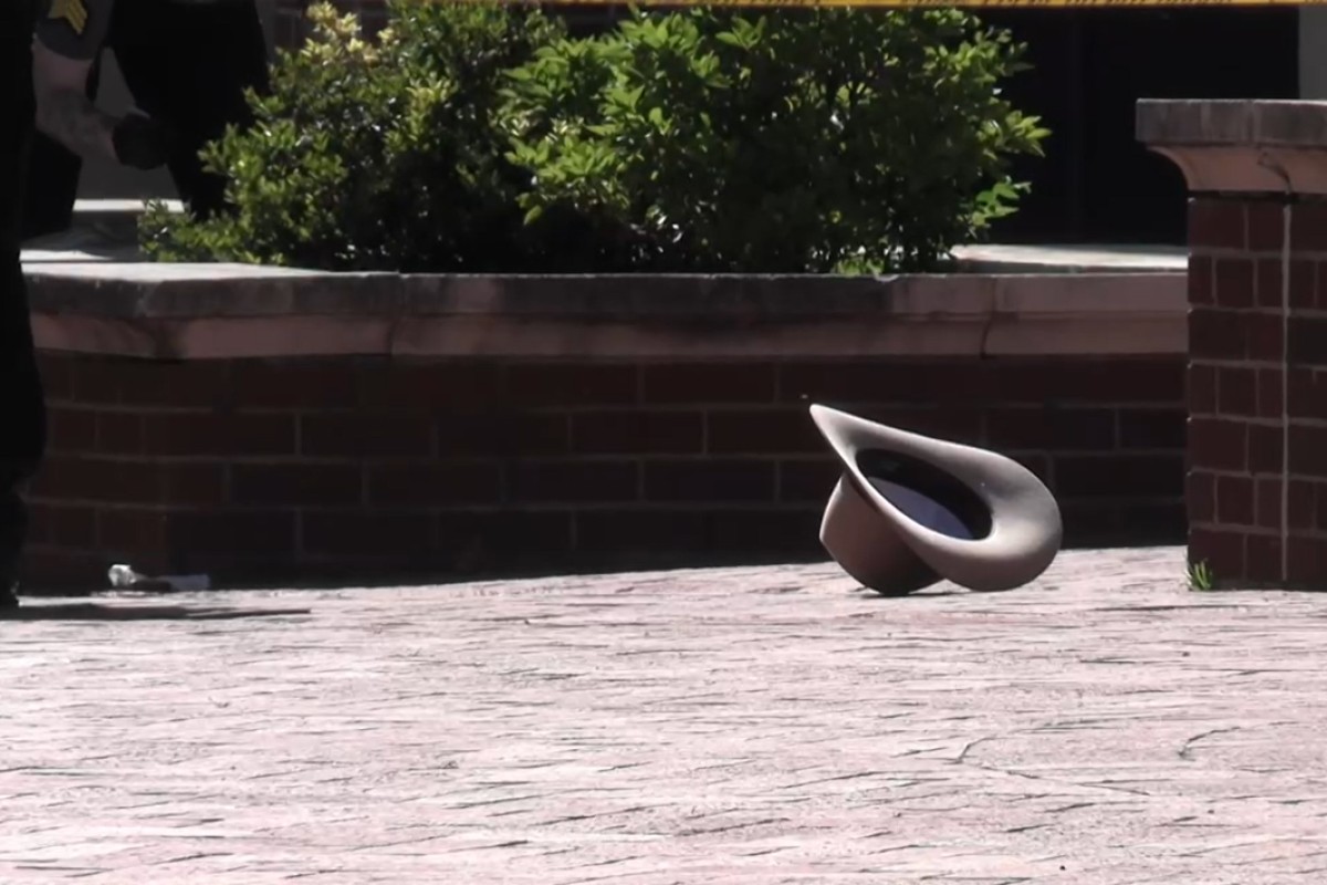 The suspect's hat following the shooting outside the Montgomery County Courthouse on May 13, 2026. (Enrique Hernandez, Dash 10 Media)
