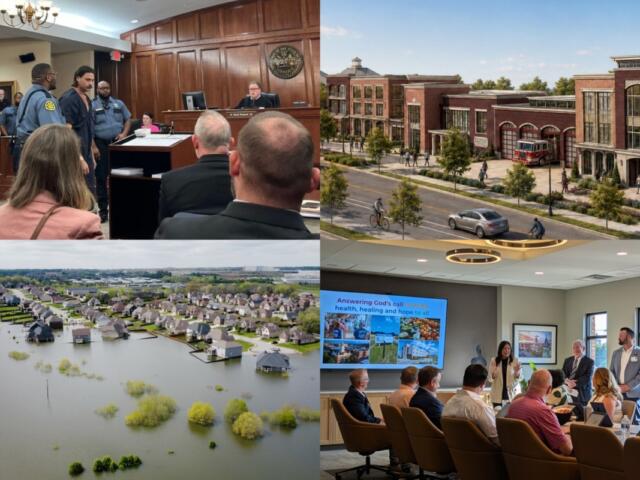 Clockwise from the top left, arraignment hearing, PSC renderings, Ascension Clarksville, Farmington.