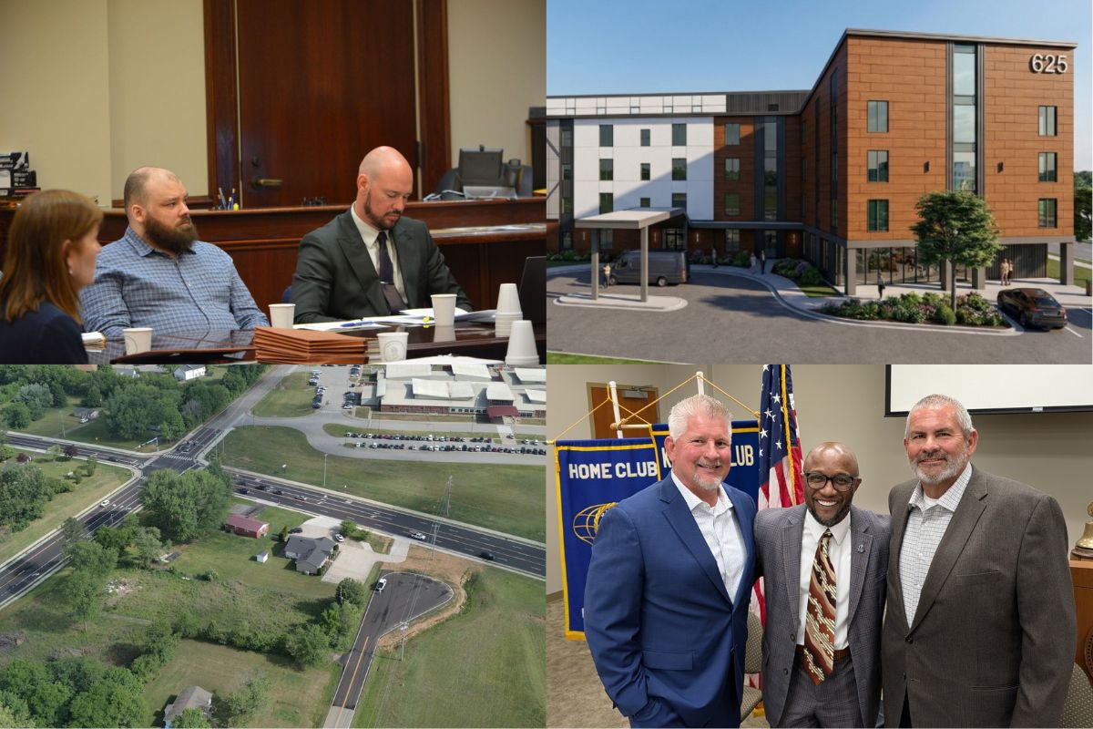 Clockwise from the top left, fentanyl homicide trial, Frosty Morn plans, sheriff candidates and Rossview at Old Dunbar Cave Road.