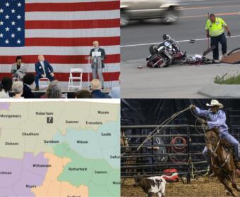 Clockwise from the top left, mayor's forum, motorcycle crash, Black rodeo and Tennessee redistricting.
