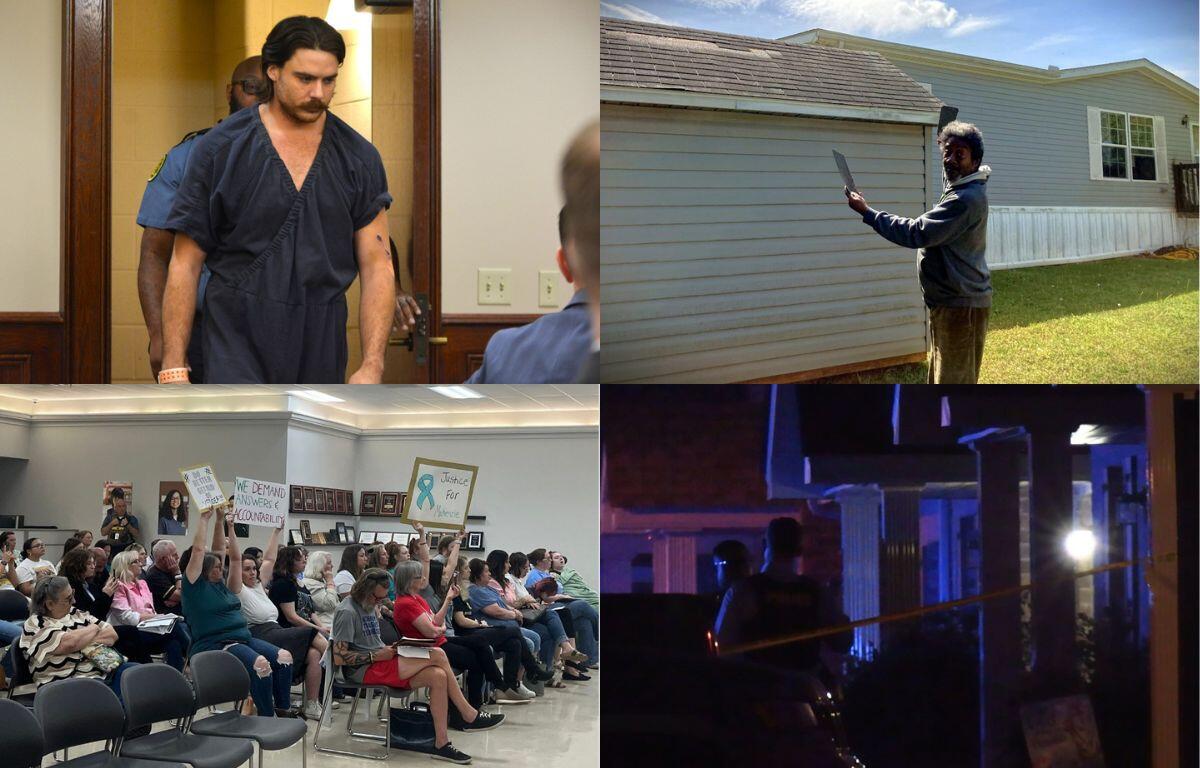 Clockwise from the top left, Dalton Eatherly hearing, Evolve construction complaints, home intruder shooting and CMCSS School Board meeting.