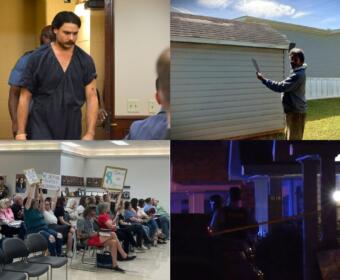 Clockwise from the top left, Dalton Eatherly hearing, Evolve construction complaints, home intruder shooting and CMCSS School Board meeting.