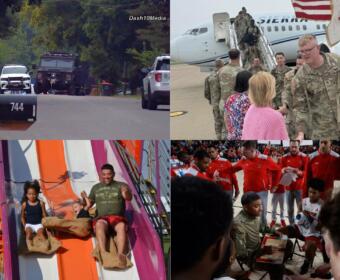 Clockwise from the top left, police standoff, Fort Campbell troop return, Govs basketball and summer fun guide.
