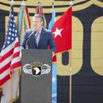Secretary of War Pete Hegseth awards Purple Heart medals during a pinning ceremony at the Sabalauski Air Assault School at Fort Campbell, Kentucky on May 18, 2026. (Contributed, Department of War)