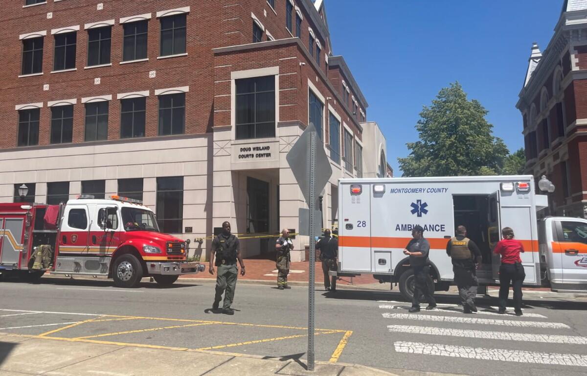 Scene after shots fired outside Montgomery County Courthouse on May 13, 2026. (Jazmin Logan)