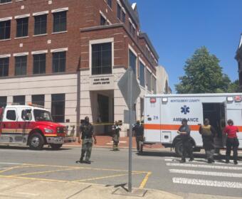 Scene after shots fired outside Montgomery County Courthouse on May 13, 2026. (Jazmin Logan)