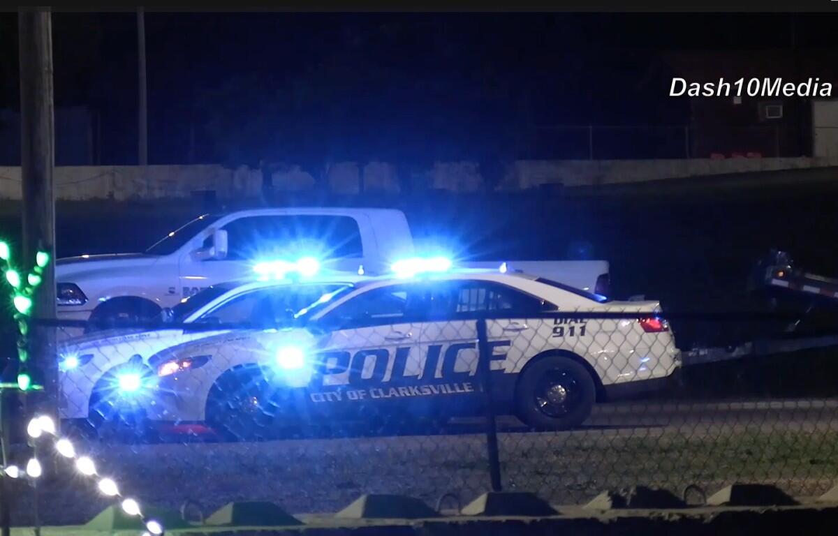 Scene after the stabbing at the Clarksville Speedway on May 15, 2026. (Dash 10 Media)