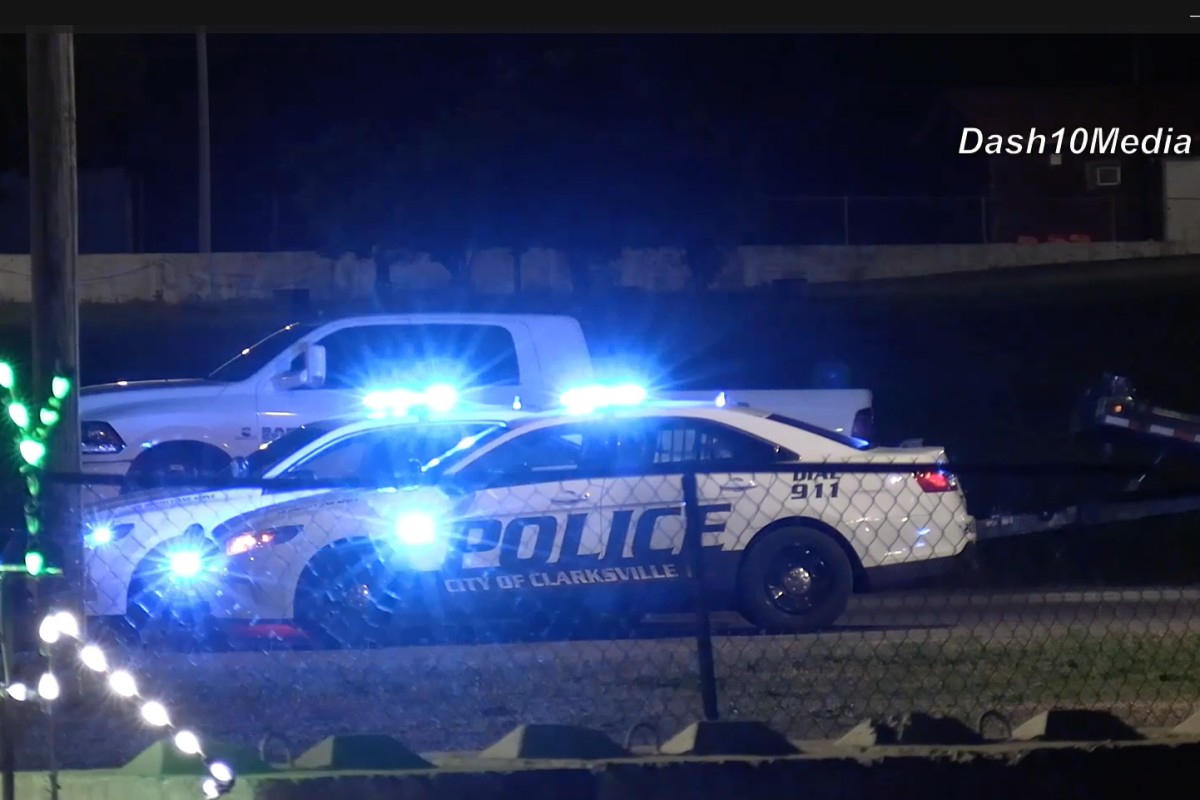 Scene after the stabbing at the Clarksville Speedway on May 15, 2026. (Dash 10 Media)