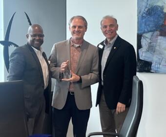 From left to right: Immediate Past Board Chair Tony Wall, Brian Taylor, YMCA of Middle Tennessee President and CEO John Mikos. (Contributed)