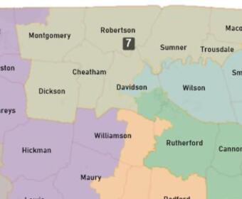 The new Congress Tennessee District 7 map proposed this week in the General Assembly. (Contributed)