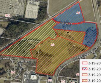 Zoomed in aerial map of 134-acre proposed rezone off Ted A. Crozier Blvd. (Regional Planning Commission, Contributed)