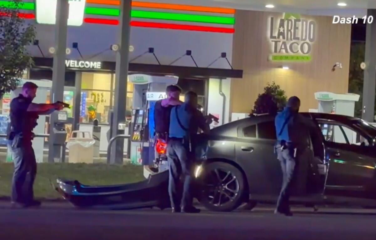 A vehicle is stopped on Fort Campbell Boulevard after a high-speed chase on May 2, 2026. (Enrique Hernandez, Dash 10 Media)