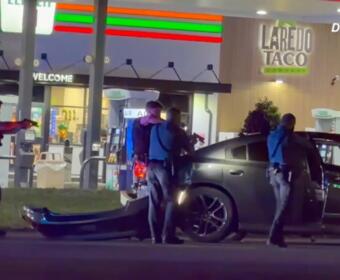 A vehicle is stopped on Fort Campbell Boulevard after a high-speed chase on May 2, 2026. (Enrique Hernandez, Dash 10 Media)