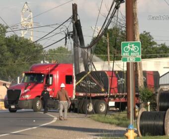 A semi crashed on Kraft Street on May 4, 2026. (Enrique Hernandez, Dash 10 Media)