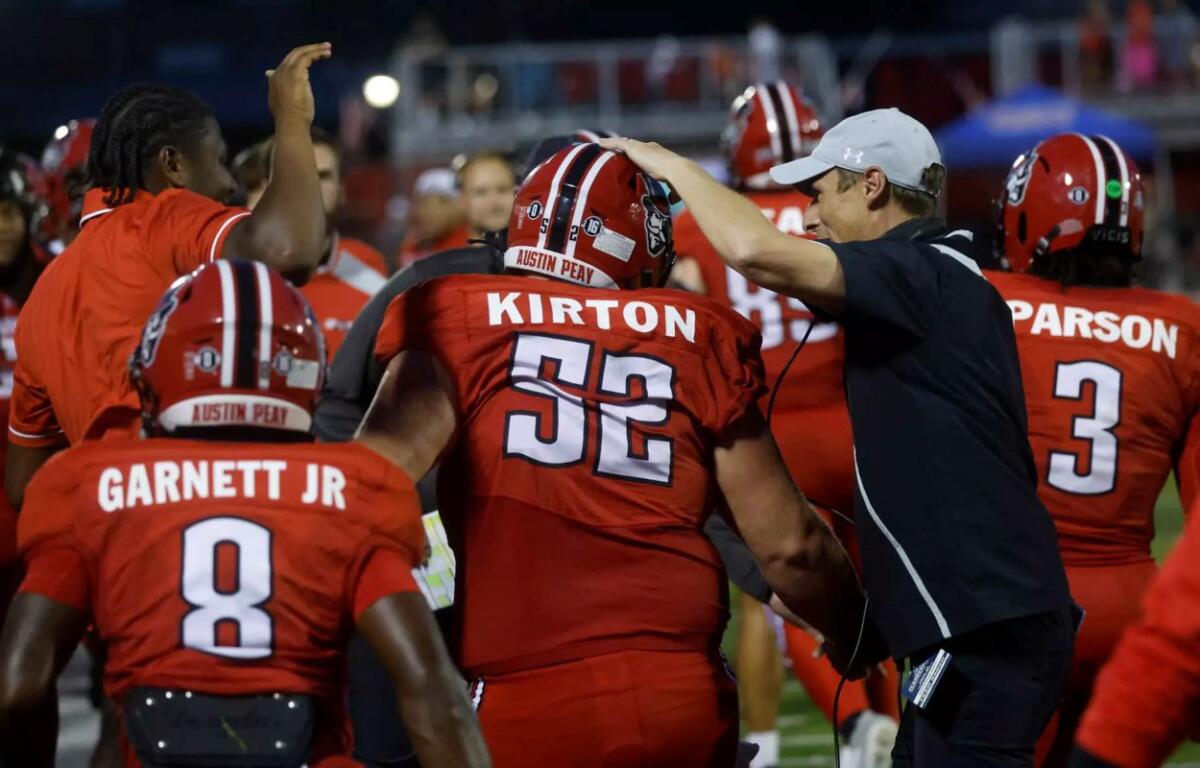 The No. 22-ranked Austin Peay football team defeated Morehead State, 56-7, in its 2025 home opener at Fortera Stadium on September 13, 2025, in Clarksville, Tennessee. (Robert Smith, APSU Athletics)