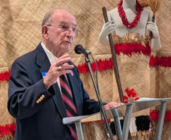 Dewey Browder speaks on the Road to 250 in the lobby of the Customs House Museum and Cultural Center on June 25, 2026. (Chris Smith)