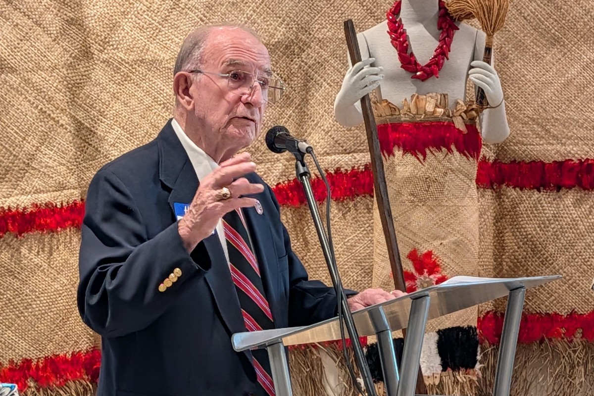 Dewey Browder speaks on the Road to 250 in the lobby of the Customs House Museum and Cultural Center on June 25, 2026. (Chris Smith)
