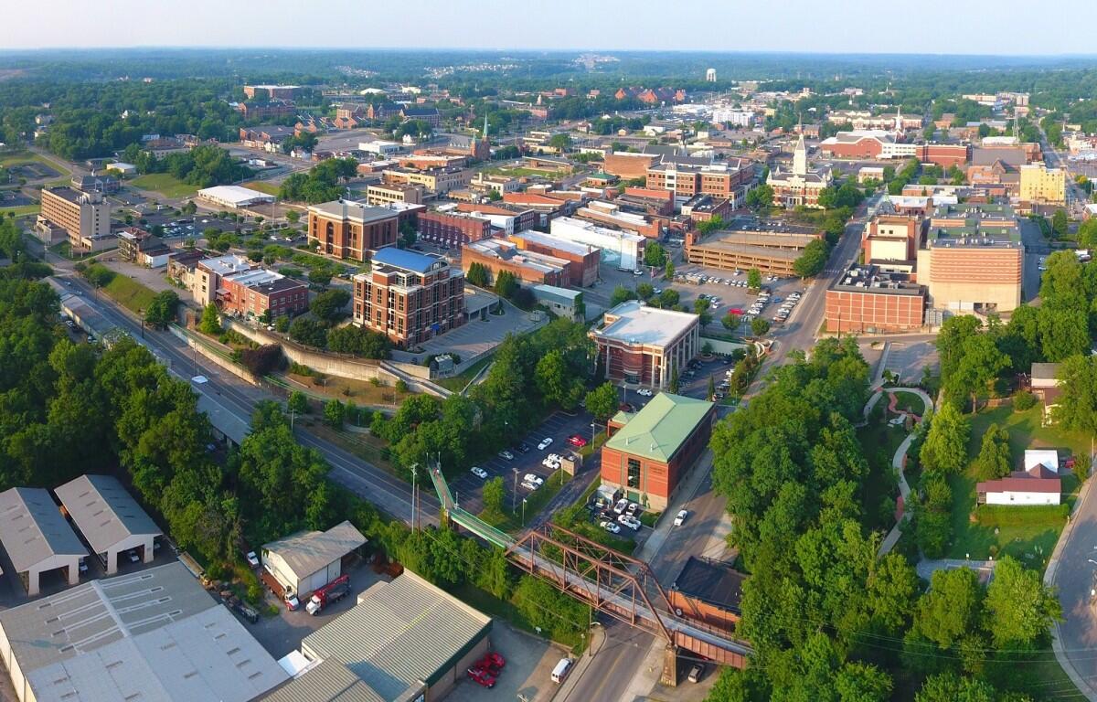 An aerial view of downtown Clarksville in June 2026. (CMC EDC, contributed)