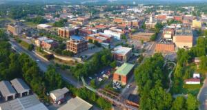 An aerial view of downtown Clarksville in June 2026. (CMC EDC, contributed)