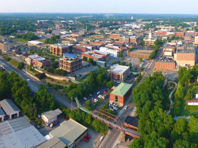 An aerial view of downtown Clarksville in June 2026. (CMC EDC, contributed)