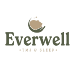 Everwell logo with a crescent cradle holding a sleeping baby silhouette, and 'TMJ & Sleep' text below.