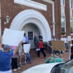 Senior center protest outside City Council Chambers on June 5, 2026. (Christian Brown)