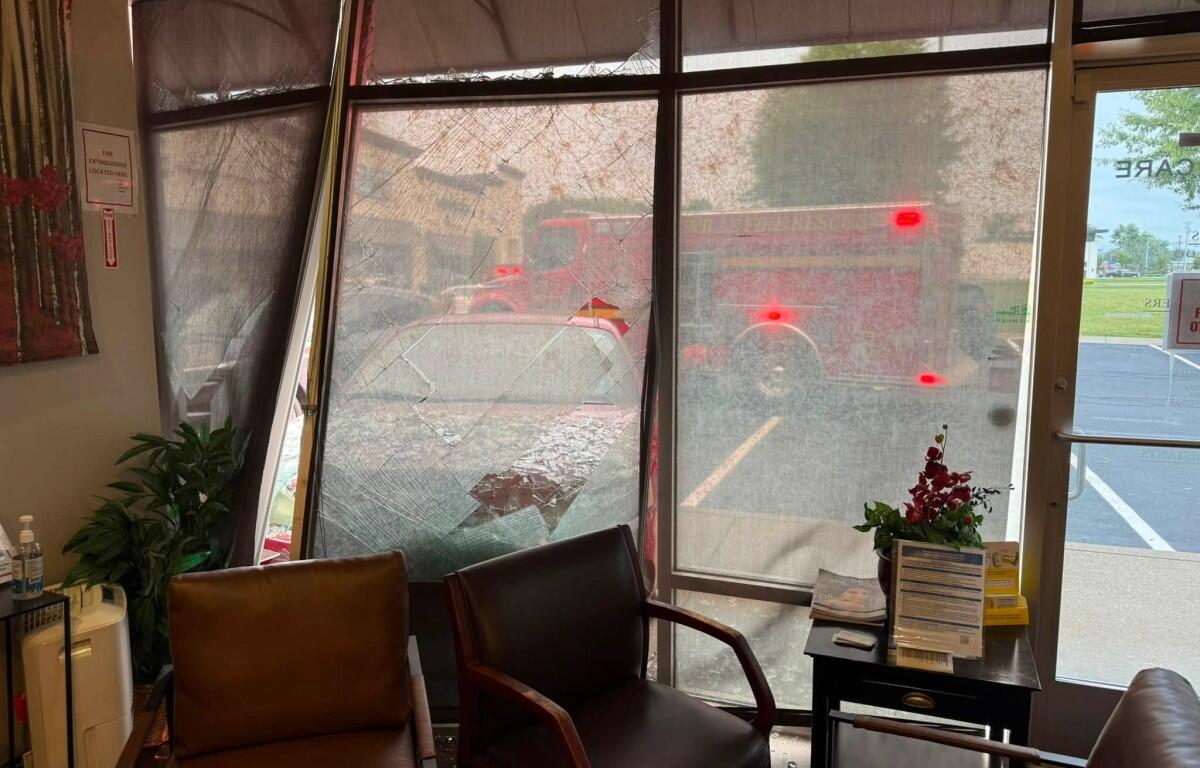 A car crashed into the lobby of Elite Primary Care on Madison Street on July 8, 2026. (Clarksville Fire Rescue, contributed)