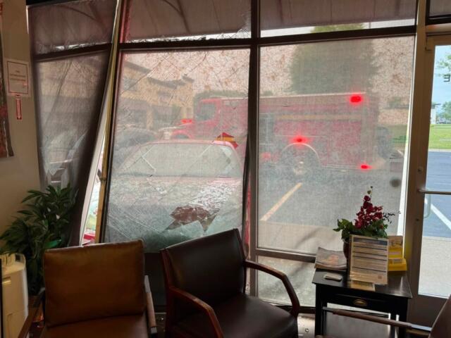 A car crashed into the lobby of Elite Primary Care on Madison Street on July 8, 2026. (Clarksville Fire Rescue, contributed)