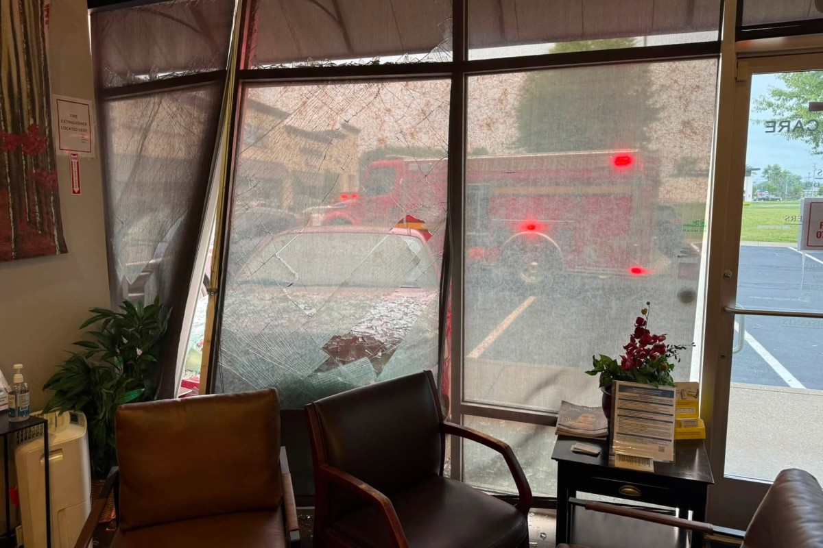 A car crashed into the lobby of Elite Primary Care on Madison Street on July 8, 2026. (Clarksville Fire Rescue, contributed)