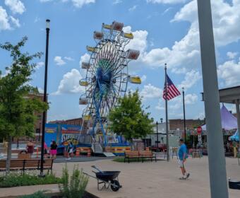 Ferris wheel set up at Downtown Commons on July 2, 2026, in preparation for Fourth of July celebrations this weekend. (Chris Smith)