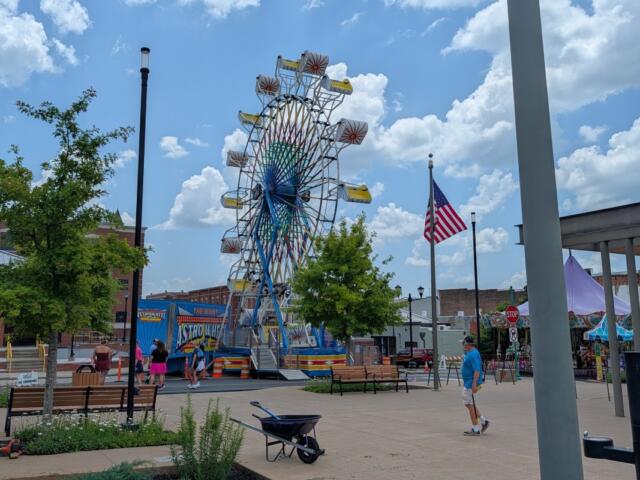 Ferris wheel set up at Downtown Commons on July 2, 2026, in preparation for Fourth of July celebrations this weekend. (Chris Smith)