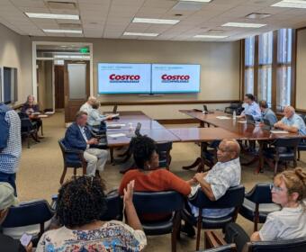 The EDC and IDB present the proposed Costco incentive package to the Montgomery County Budget Committee on July 23, 2026. (Chris Smith)