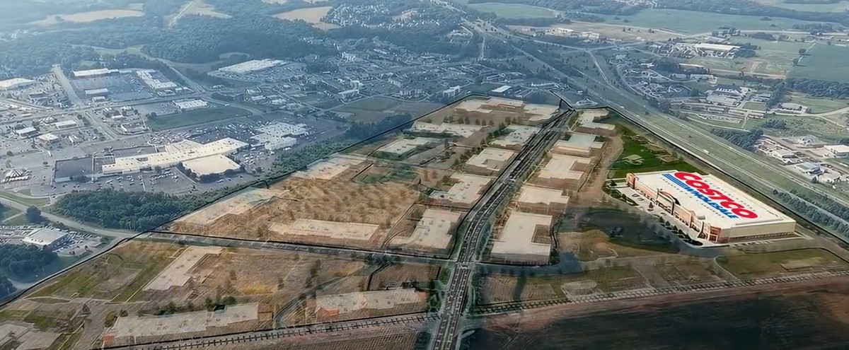 Plans for Freedom Farms with Costco as the anchor tenant, in July 2026. Governor's Square Mall is at left and Interstate 24 is along the top right. (CMC EDC, contributed)