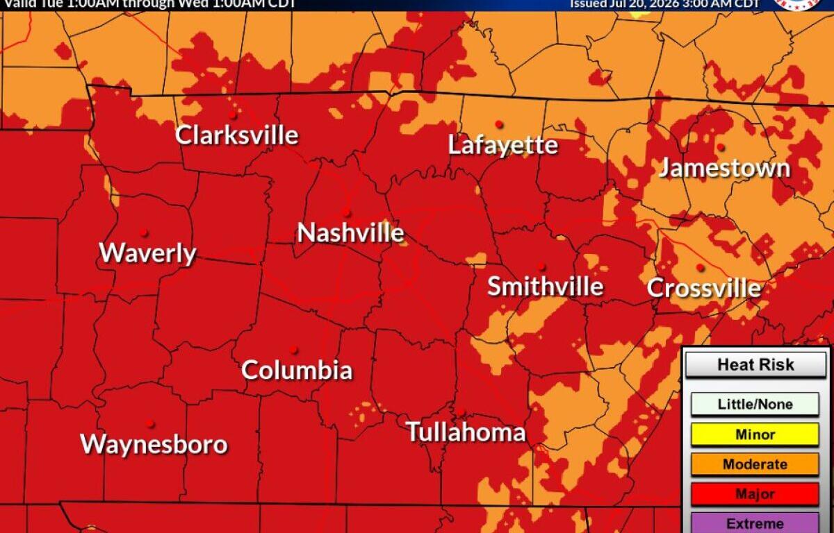 National Weather Service Heat Advisory for Tuesday, July 21, 2026 (NWS, contributed)