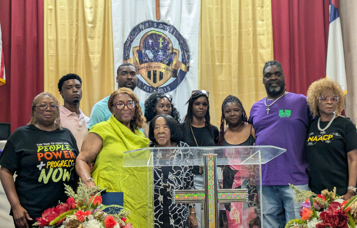 Gloria J. Sweet-Love with Darius Chappell's mother and other family on July 4, 2026. (Nia Holland)