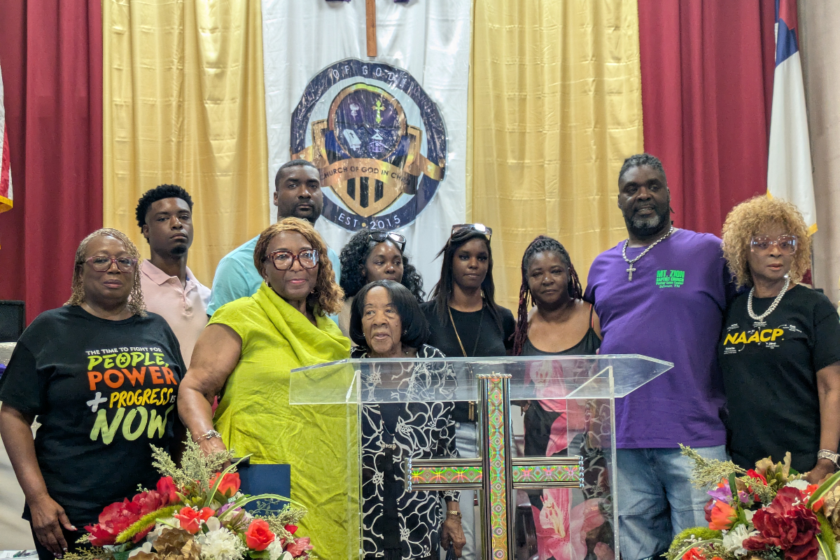 Gloria J. Sweet-Love with Darius Chappell's mother and other family on July 4, 2026. (Nia Holland)