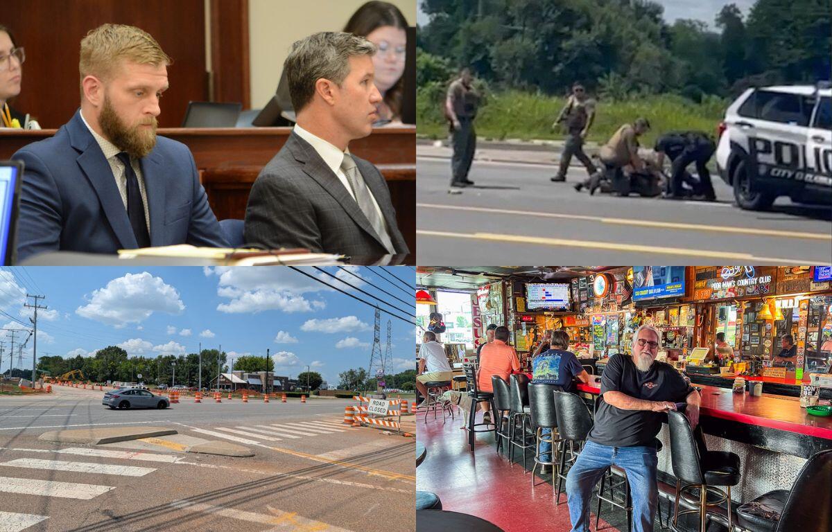 Clockwise from the top left, DUI sentencing, Darius Chappell arrest, Poor Man's Country Club, Wilma Rudolph Blvd. and Spring Creek Parkway.