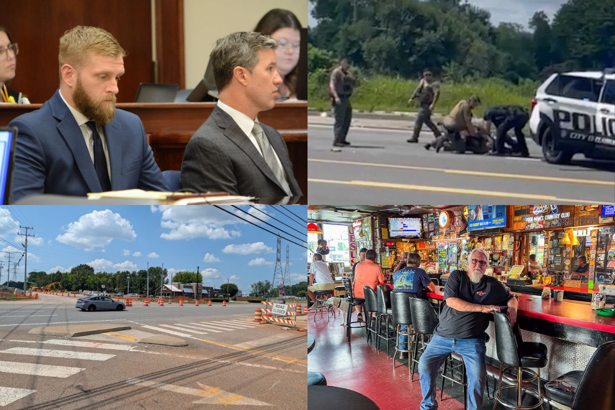 Clockwise from the top left, DUI sentencing, Darius Chappell arrest, Poor Man's Country Club, Wilma Rudolph Blvd. and Spring Creek Parkway.
