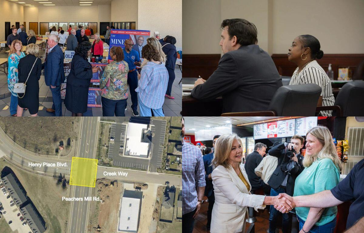 Clockwise from the top left, county election candidates, nurse aide trial, Marsha Blackburn visit, new traffic light on Peachers Mill.