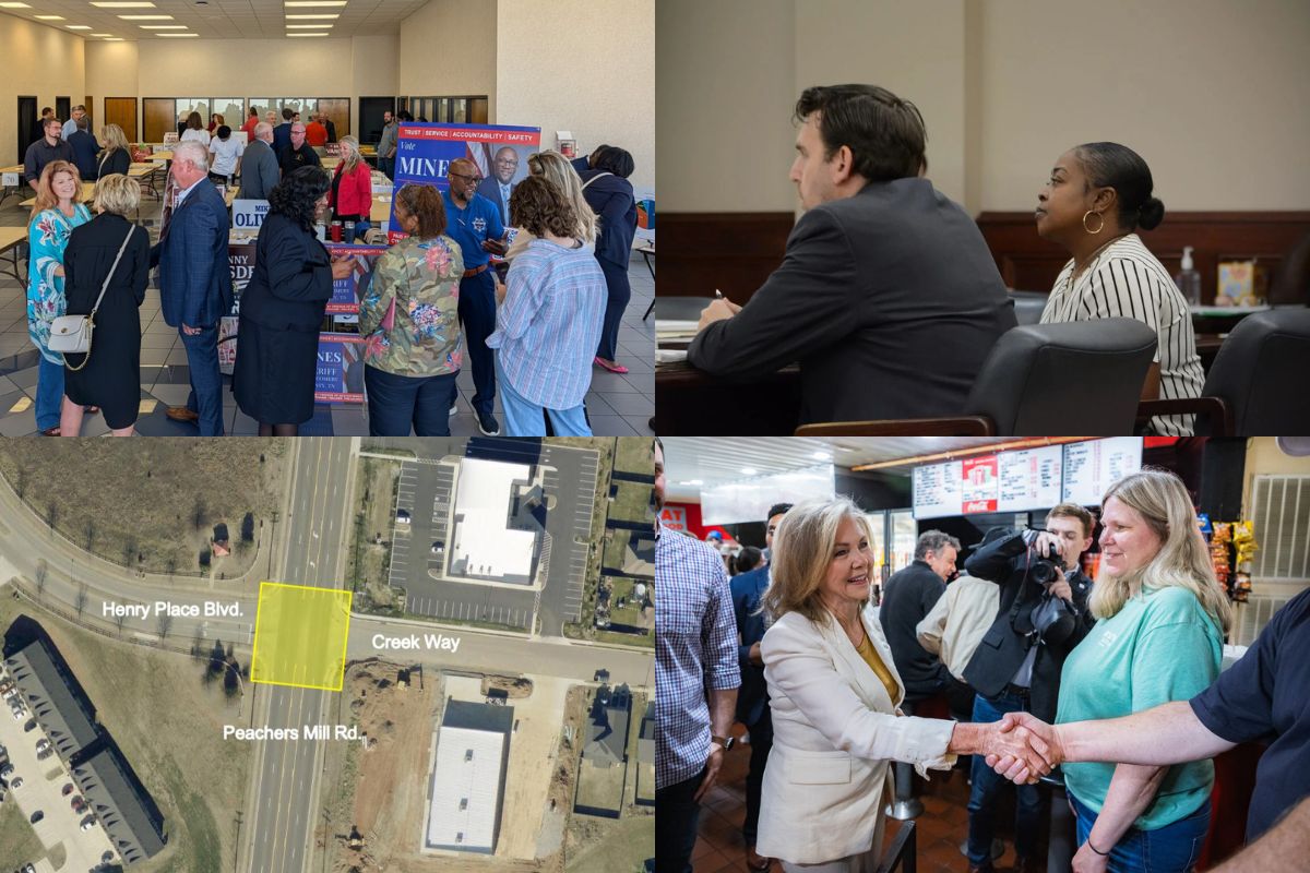 Clockwise from the top left, county election candidates, nurse aide trial, Marsha Blackburn visit, new traffic light on Peachers Mill.