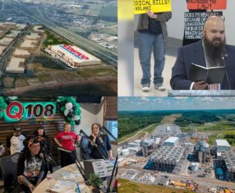 Clockwise from the top left, Costco plans, School Board meeting, TVA natural gas plant, Q-Up the Classroom.